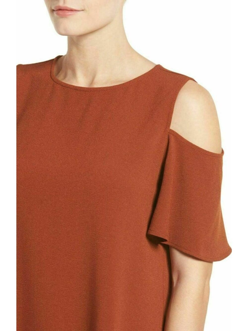 Bobeau Womens Crew Neck Cold Shoulder Shift Dress Size M - Picture 10 of 16